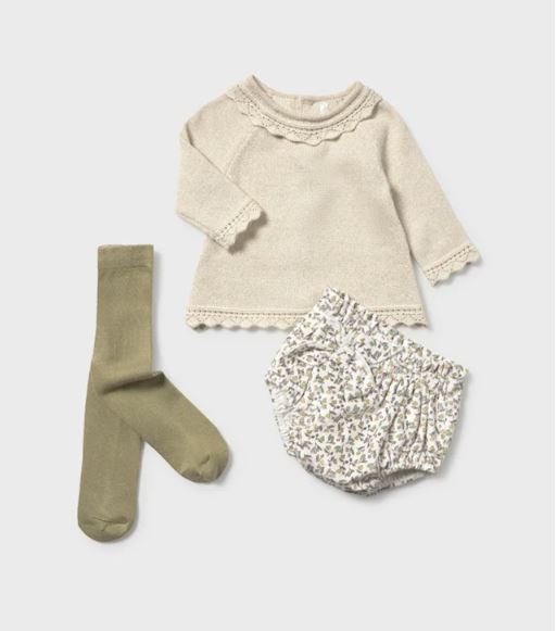 Completo Beige 3 Pezzi In Caldo Cotone Neonata MAYORAL 2256