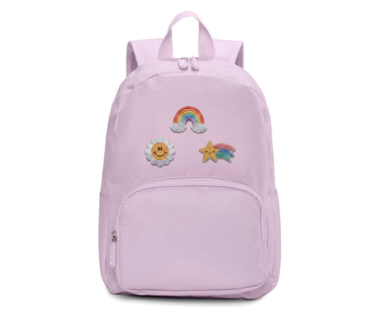 Zaino Solid Color Lavender+6 Toppe Autoadesive Happy Day  -Personalizzabile-