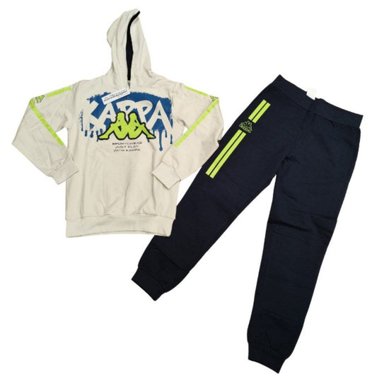 TUTA BAMBINO KAPPA BIANCO BURRO FELPATA CON CAPPUCCIO