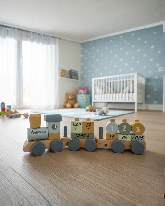 Trenino in legno - Blu - Forest Friends - little dutch - Personalizzabile
